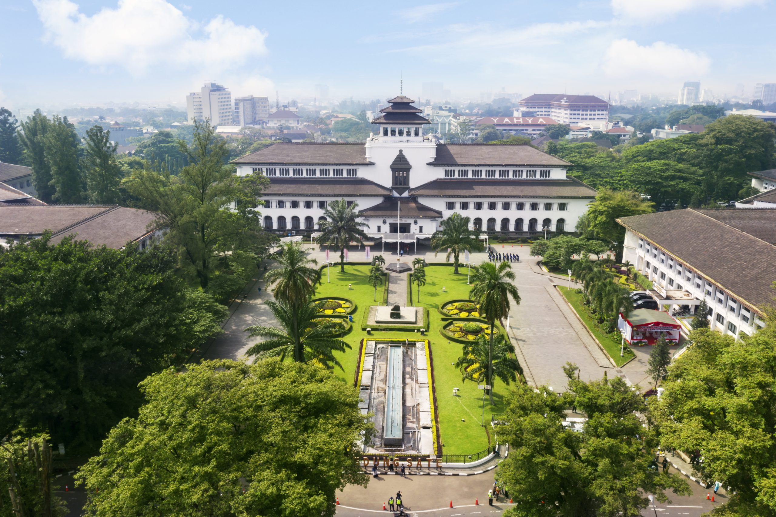 Beautiful scenery of Gedung Sate in town hall